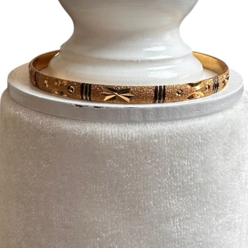 Gold Tone Starburst Bangle Bracelet